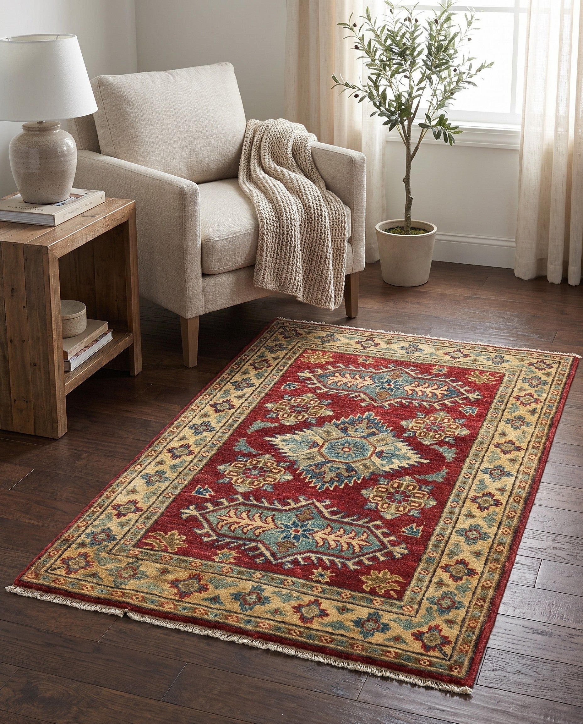 2' 8 x 4' Hand Knotted Kazak Rug