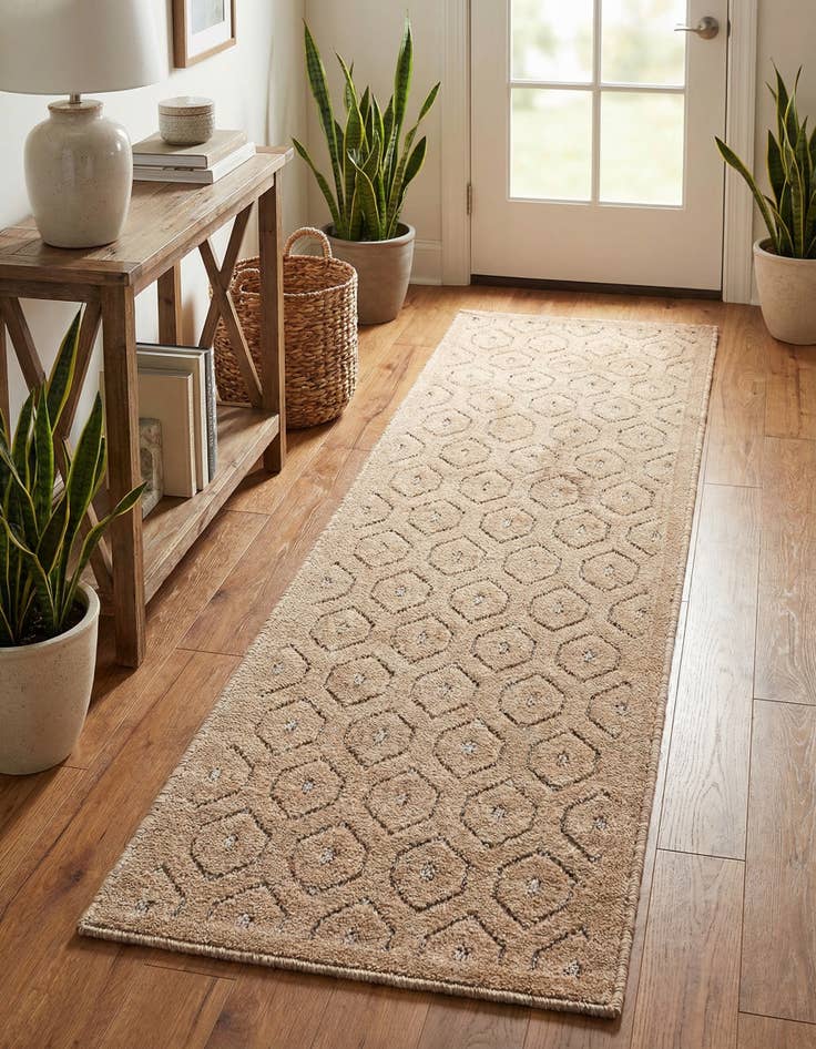 Detail image of 2' x 8'  Washable Trellis Textured Indoor / Outdoor Runner Rug