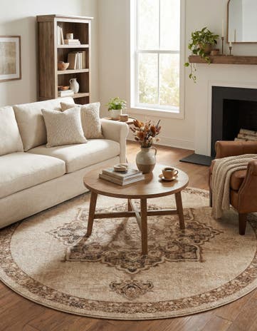 Beige Eden Round Rug
