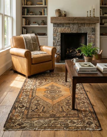3' 4 x 5' 7 Hand Knotted Hamedan Persian Wool Rug