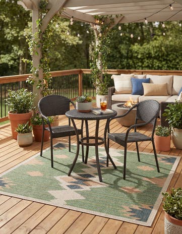 Green Easy-Clean Baja Indoor / Outdoor Square Rug