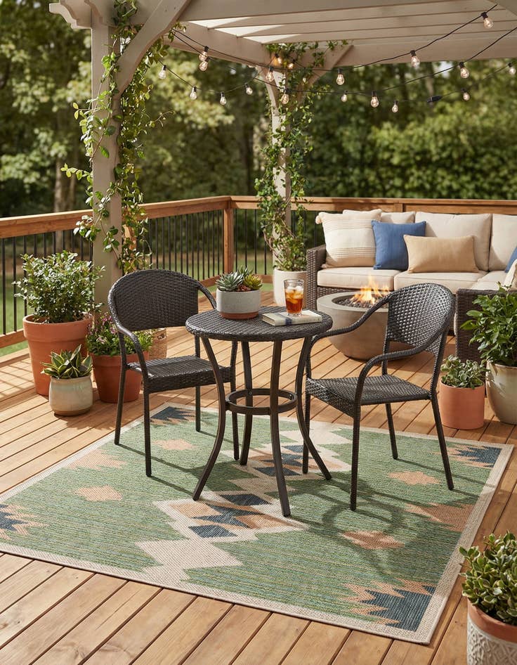 Detail image of  5' 3 x 5' 3  Washable Baja Indoor / Outdoor Square Rug