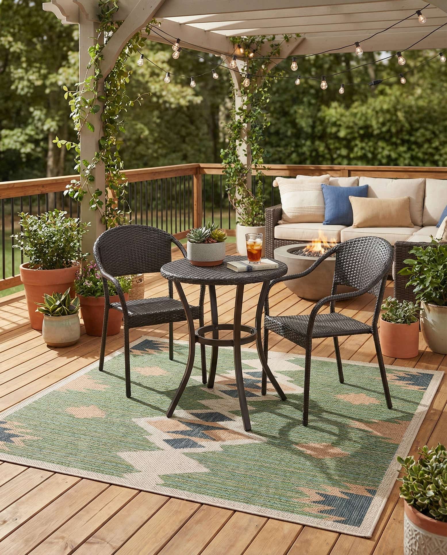 5' 3 x 5' 3 Easy-Clean Baja Indoor / Outdoor Square Rug