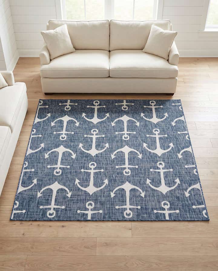 185cm x 185cm Leicht zu reinigen Coastal Innen- / Aussenbereich Quadrat Teppich