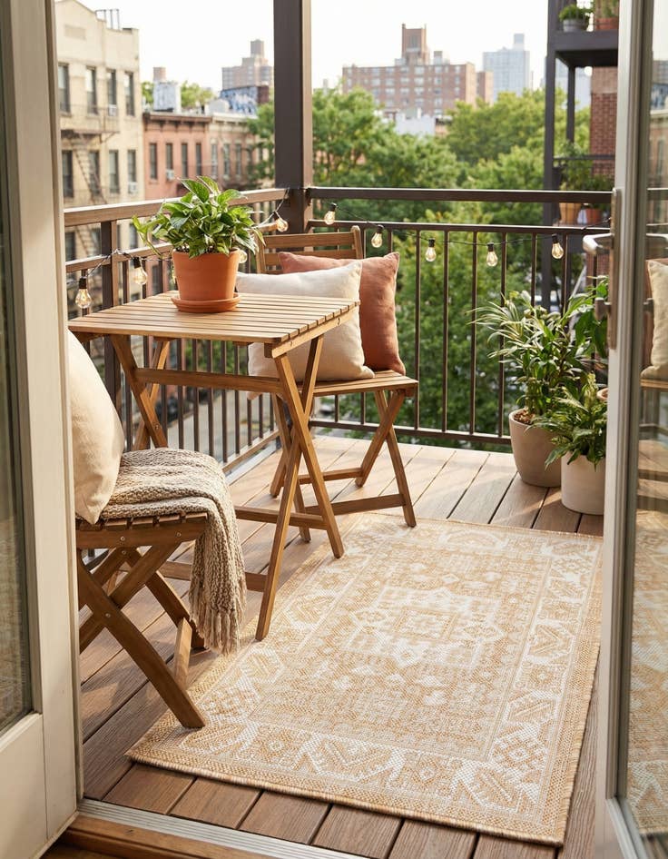 Detail image of 2' x 3'  Washable Aztec Indoor / Outdoor Rug