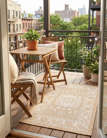 Natural Easy-Clean Aztec Indoor / Outdoor Rug