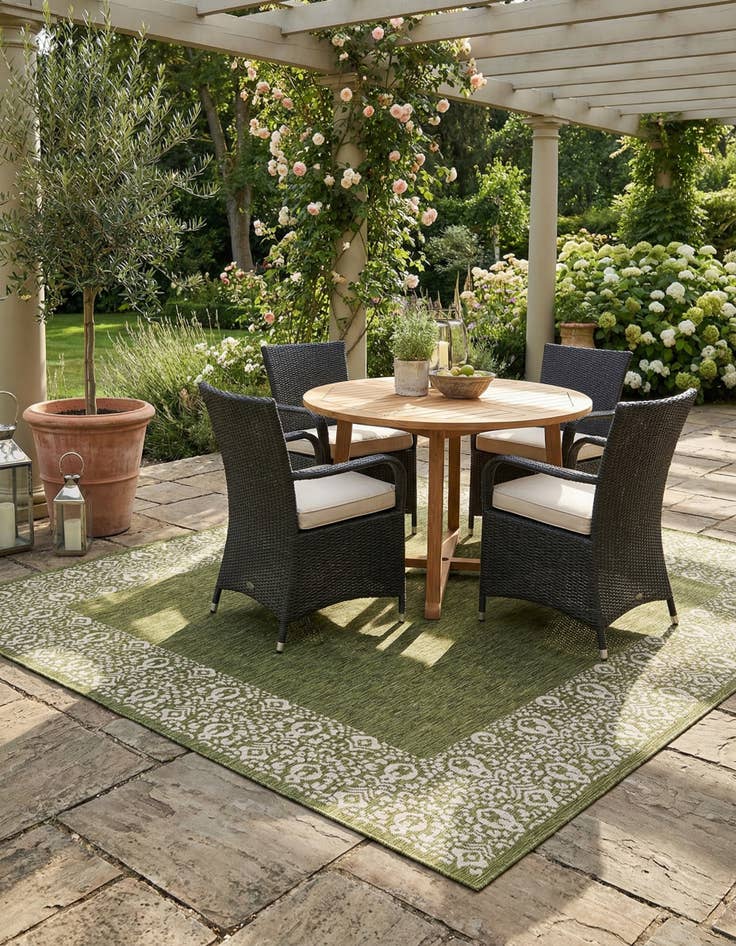 Detail image of 10' 8 x 10' 8  Washable Border Indoor / Outdoor Square Rug