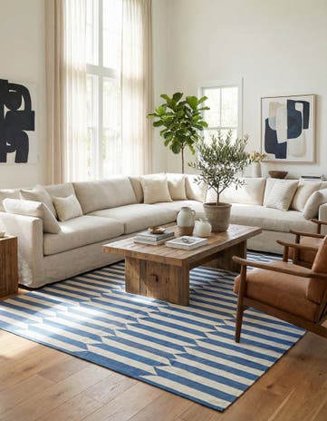 6' 9 x 9' 6 Hand Woven Kilim Modern Wool Rug