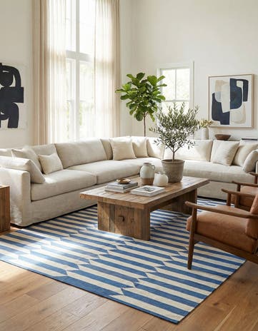 6' 9 x 9' 6 Hand Woven Kilim Modern Wool Rug