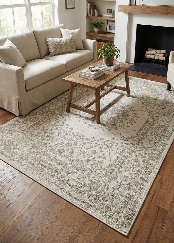 5' 3 x 8' Easy-Clean Traditional Indoor / Outdoor Rug