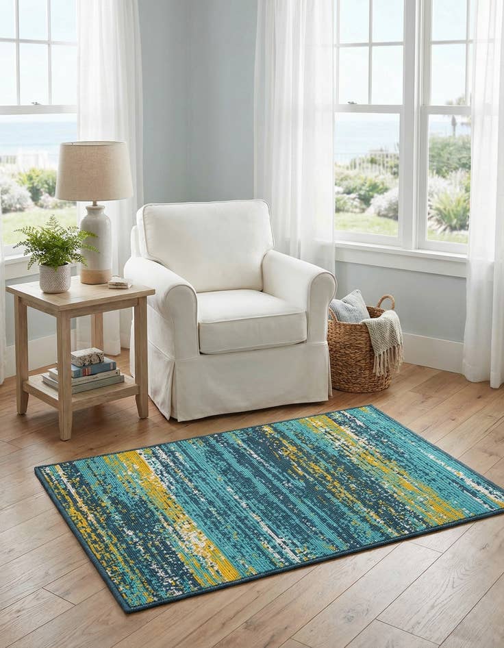 Detail image of 2' x 3'  Washable Coastal Indoor / Outdoor Rug