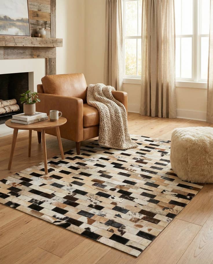 Detail image of 4' 1 x 5' 11 Cowhide - Patchwork Rug