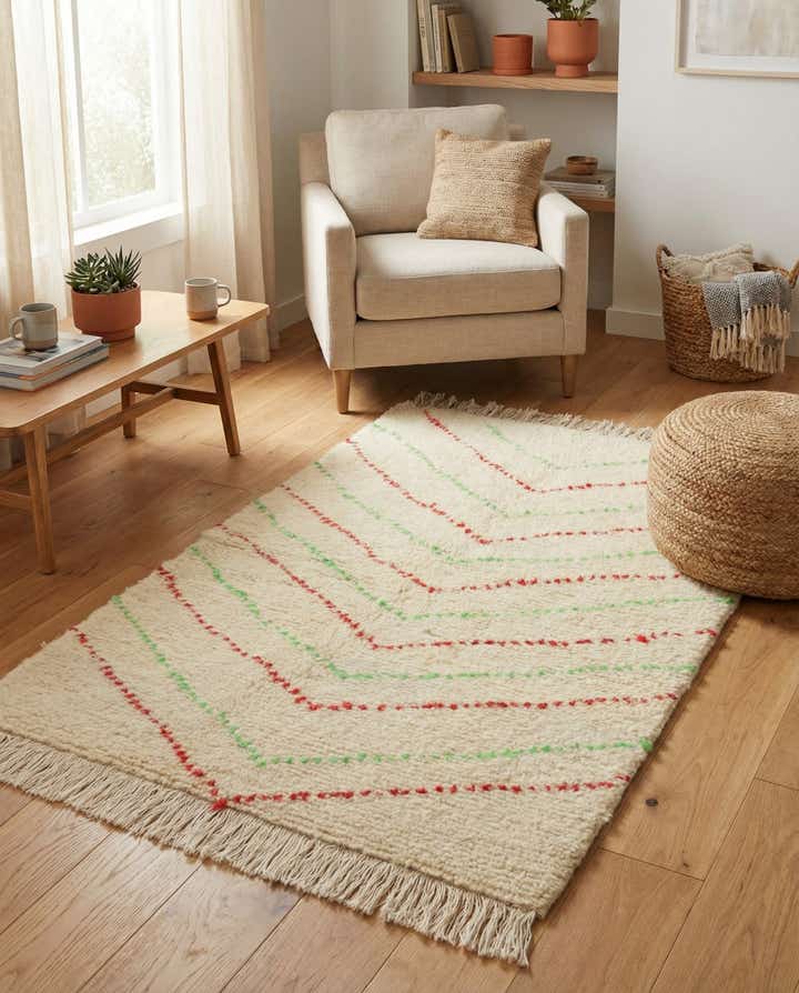 3' 2 x 4' 10 Hand Knotted Moroccan Wool Rug