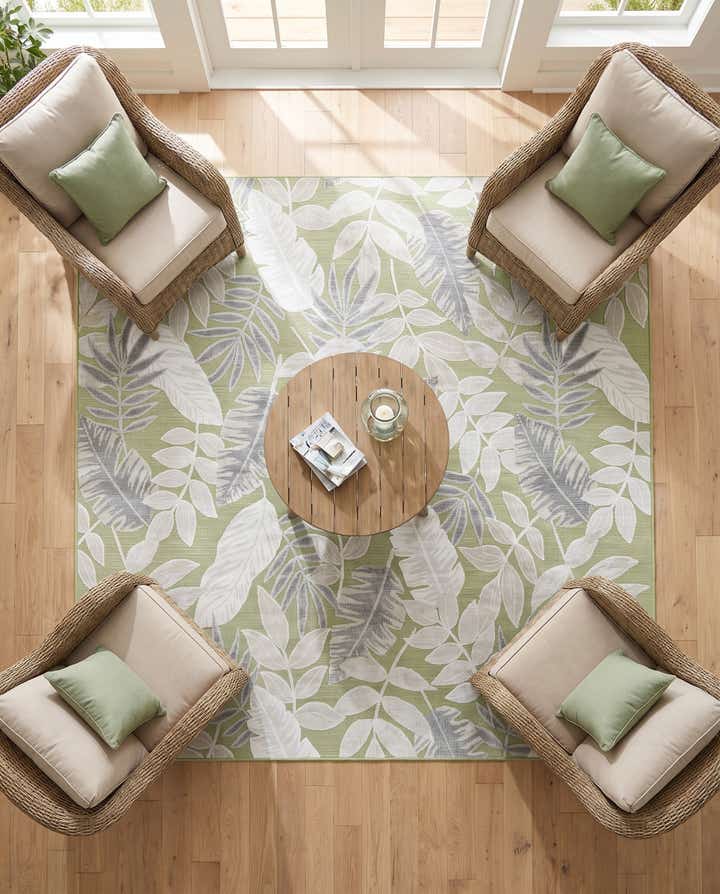 8' 2 x 8' 2 Easy-Clean Botanical Indoor / Outdoor Square Rug