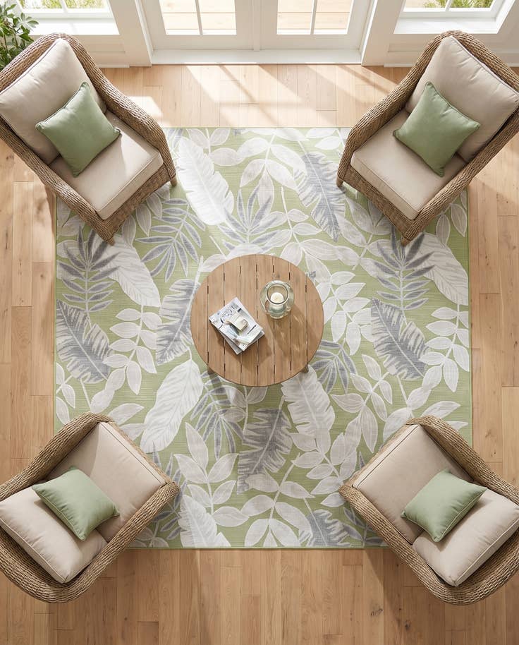 Detail image of 8' 2 x 8' 2 Easy-Clean Botanical Indoor / Outdoor Square Rug