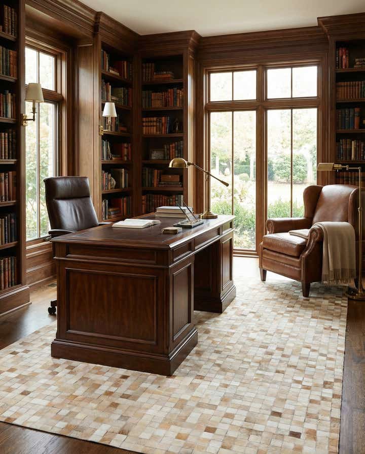 5' x 8' Cowhide Leather Rug