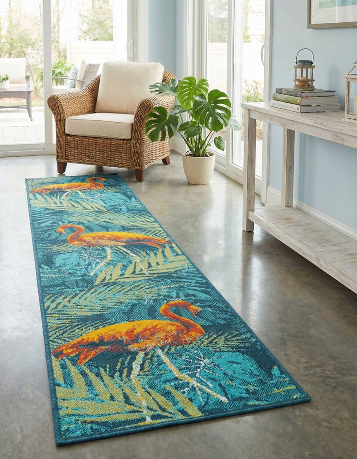 Detail image of 2' x 8'  Washable Coastal Indoor / Outdoor Runner Rug
