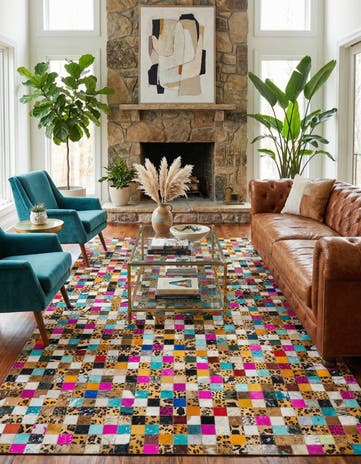 5' x 8' Cowhide Leather Rug