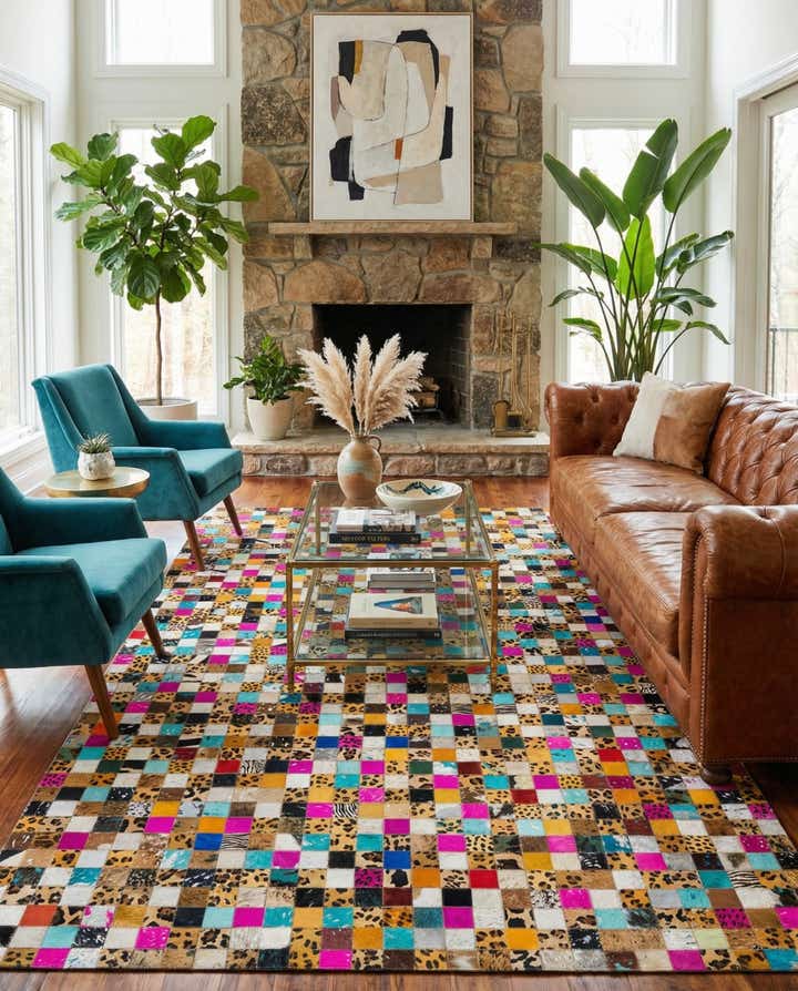 5' x 8' Cowhide Leather Rug