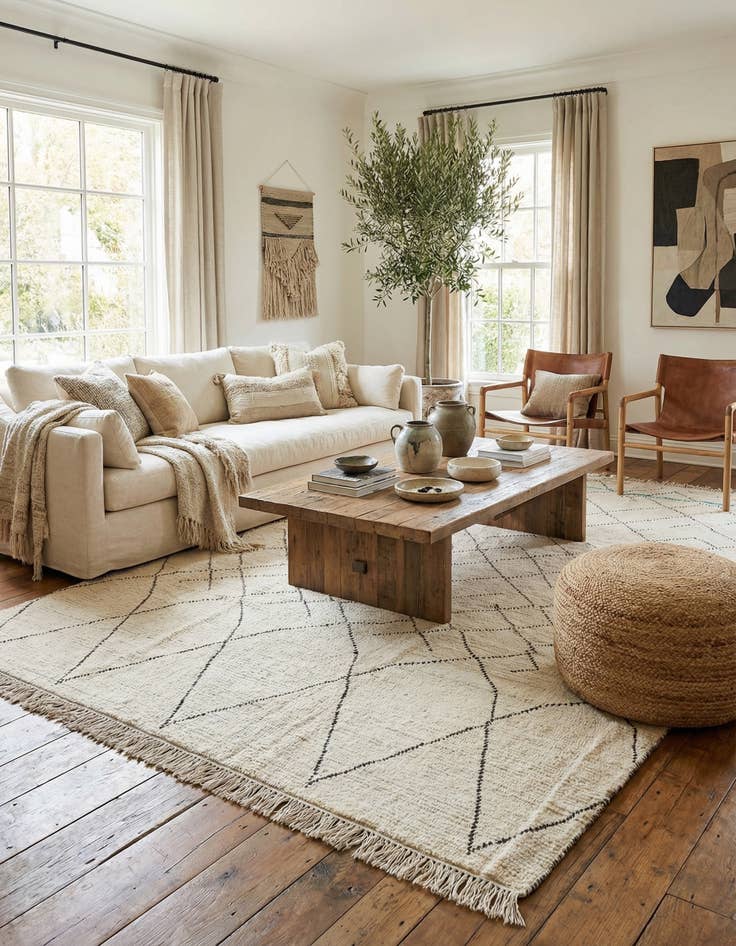 Detail image of  8' x 11'  Hand Knotted Moroccan Wool Rug