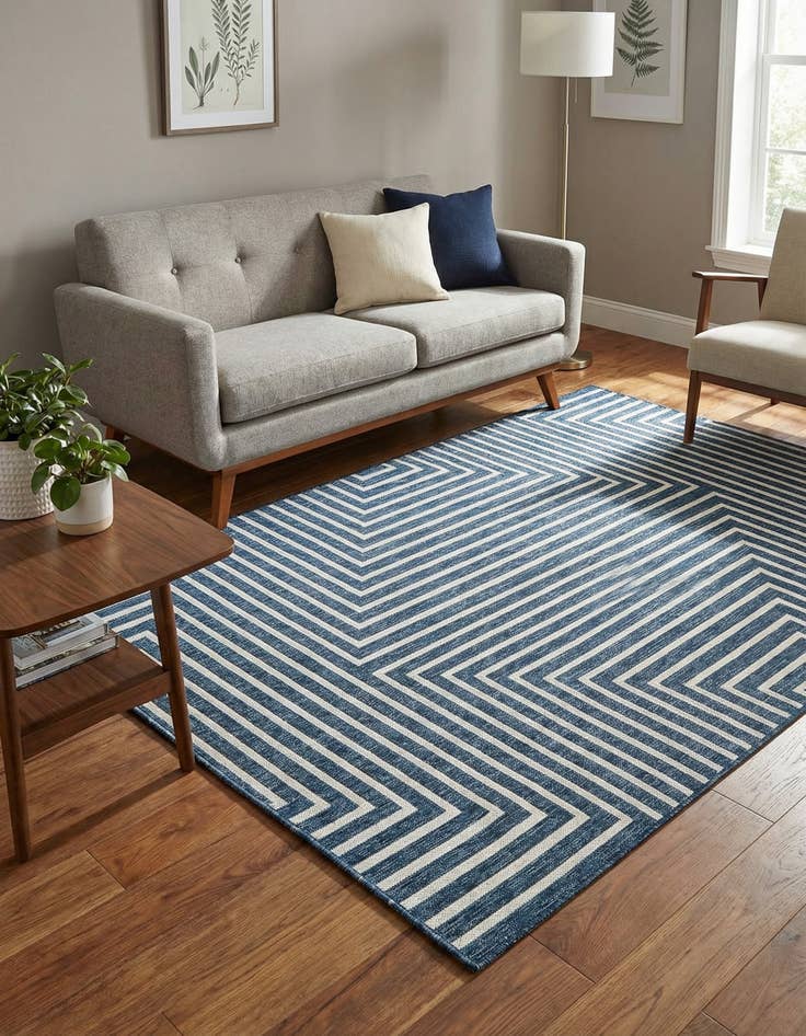 Detail image of  5' 3 x 8'  Washable Modern Indoor / Outdoor Rug