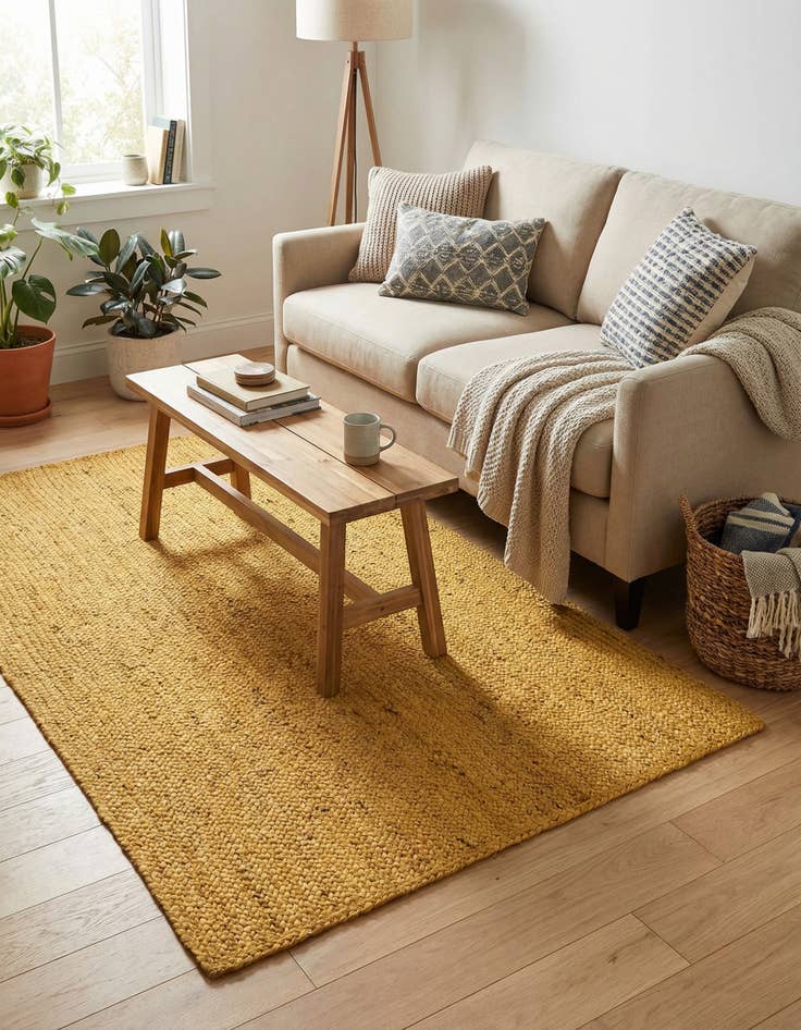 Detail image of 4' 1 x 6' 1  Hand Braided Jute Rug