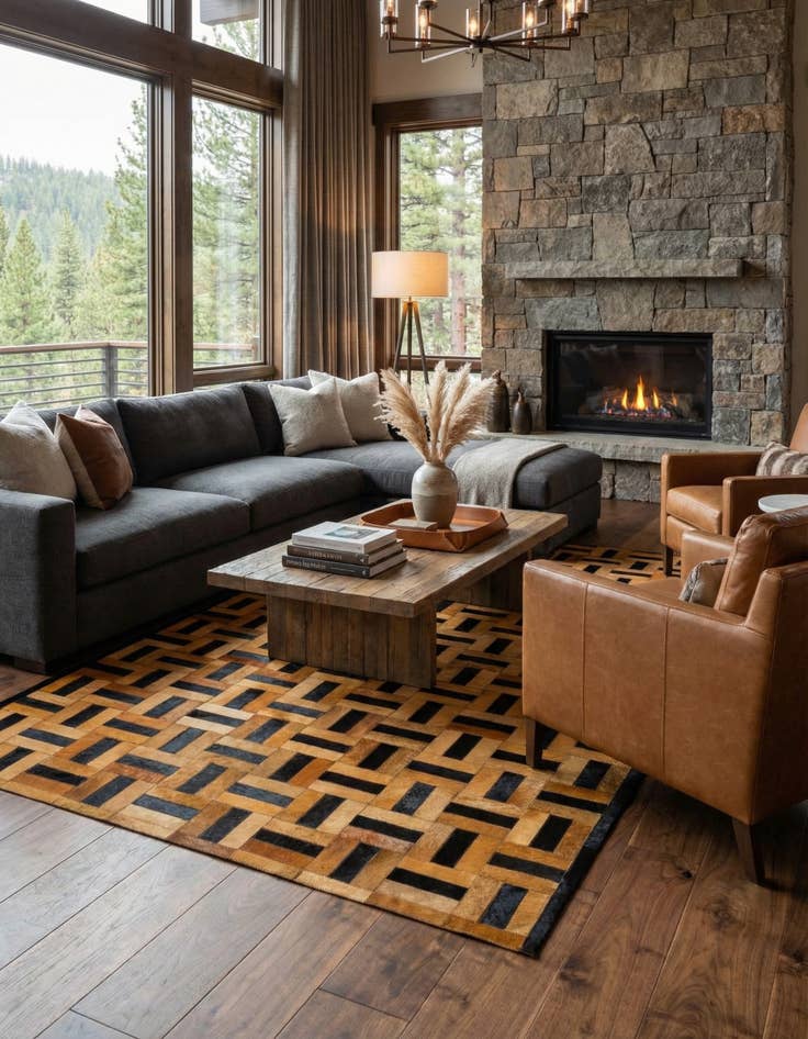 Detail image of  5' x 8' Cowhide - Patchwork Rug