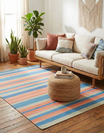 4' 1 x 6' 1 Hand Woven Flatweave Cotton Dhurrie Rug