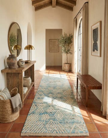 4' 5 x 13' 3 Hand Knotted Moroccan Wool Runner Rug
