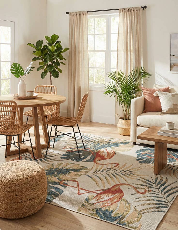 Detail image of 7' 10 x 7' 10  Washable Baja Indoor / Outdoor Square Rug