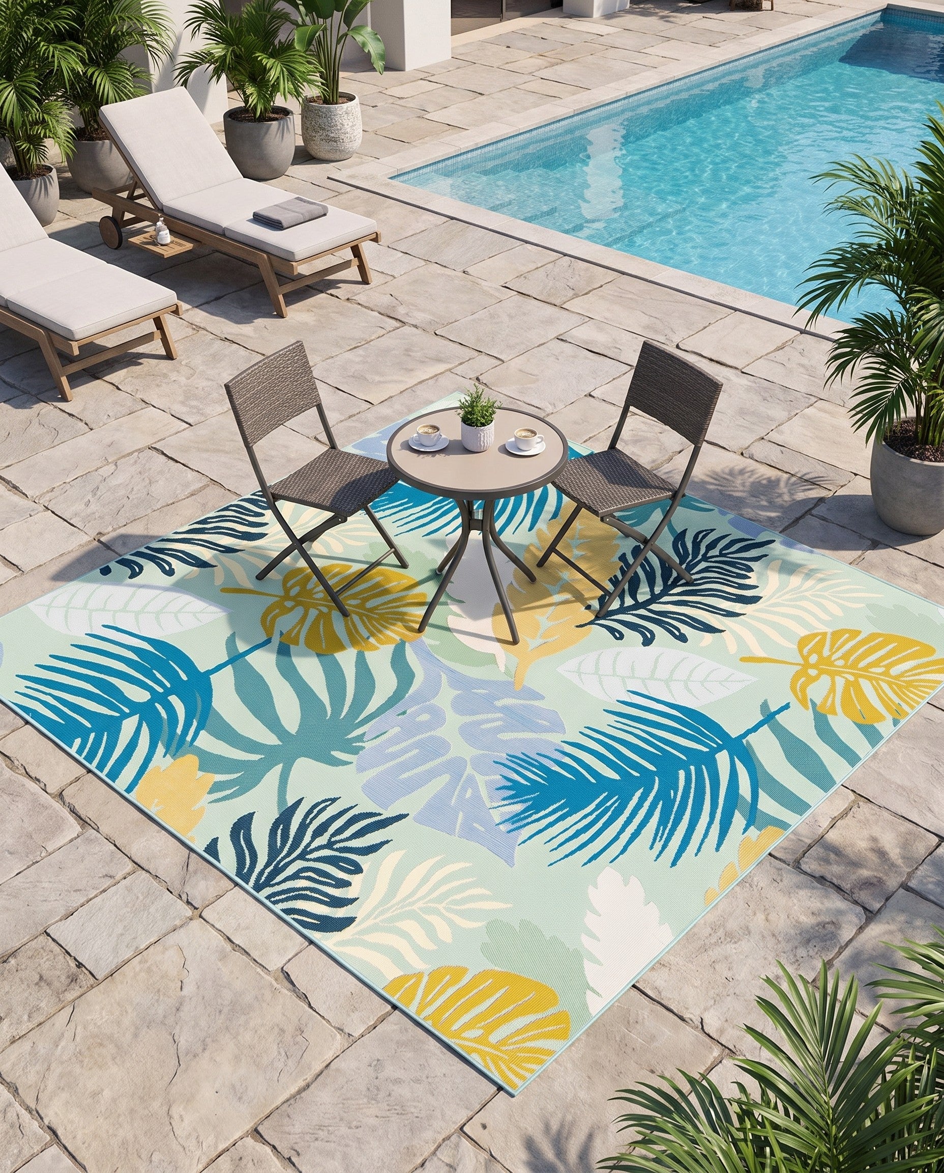 6' x 6' Easy-Clean Botanical Indoor / Outdoor Square Rug