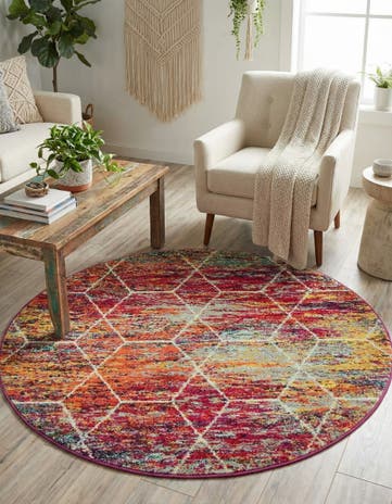 4' x 4' Lattice Frieze Round Rug