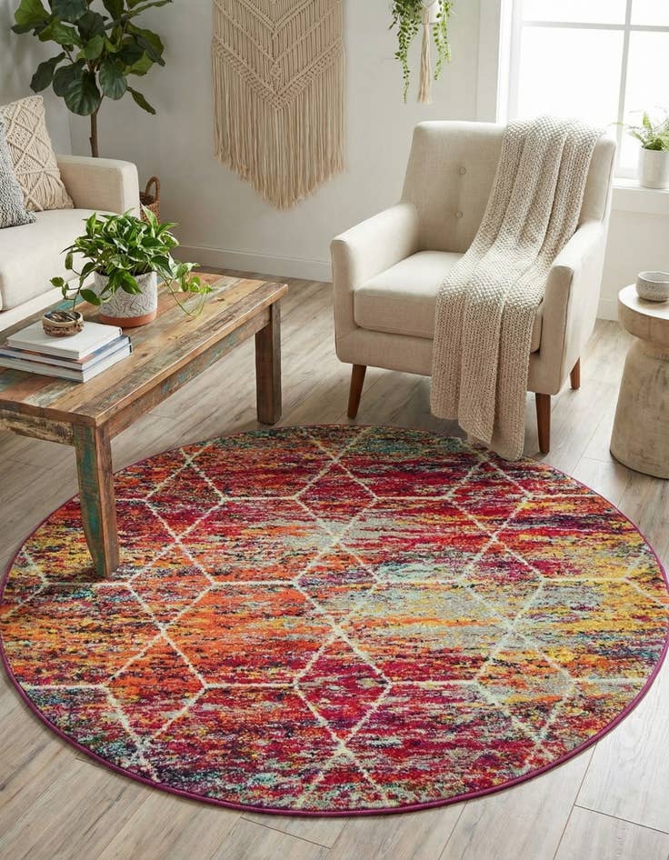 Detail image of  4' x 4' Lattice Frieze Round Rug