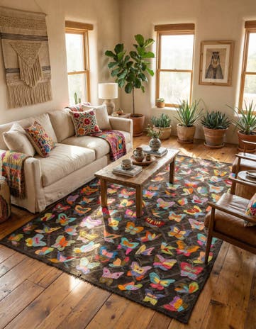 6' 6 x 9' 8 Hand Woven Kilim Suzani Wool Rug