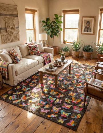 6' 6 x 9' 8 Hand Woven Kilim Suzani Wool Rug