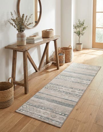 Gray Washable Timeless Runner Rug
