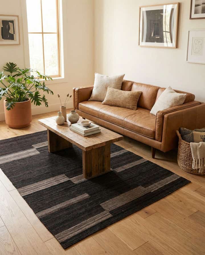 4' 4 x 5' 9 Hand Woven Kilim Modern Wool Rug