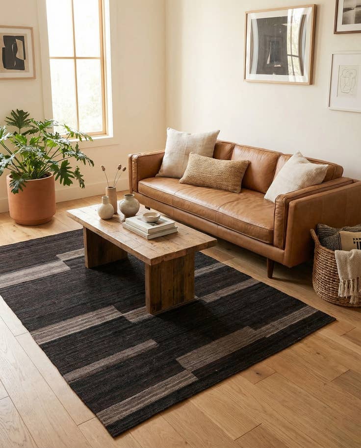 Detail image of 4' 4 x 5' 9 Hand Woven Kilim Modern Wool Rug