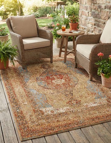 5' 3 x 7' Easy-Clean Traditional Indoor / Outdoor Rug