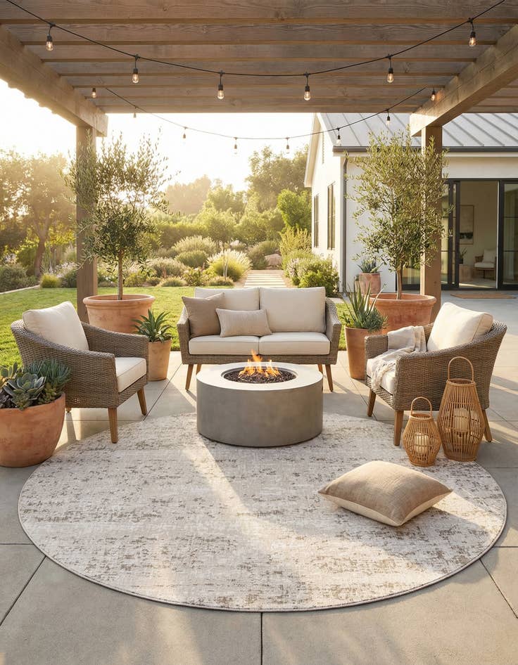 Detail image of 13' x 13'  Washable Modern Indoor / Outdoor Round Rug