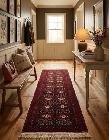 2' 7 x 10' 1 Hand Knotted Afghan Ersari Wool Runner Rug
