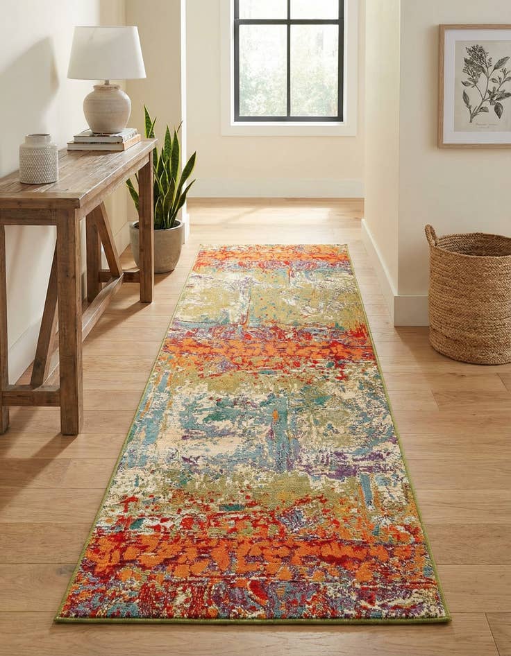 Detail image of 2' 7 x 9'  Washable Modern Indoor / Outdoor Runner Rug