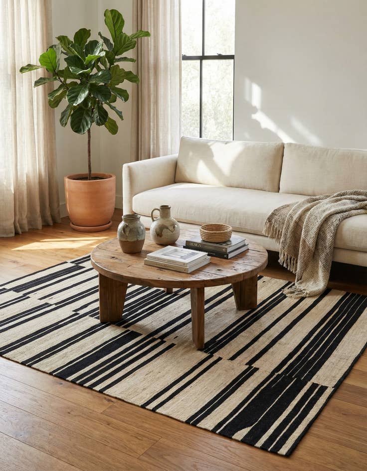 Detail image of 4' 4 x 5' 7  Hand Woven Kilim Modern Wool Rug