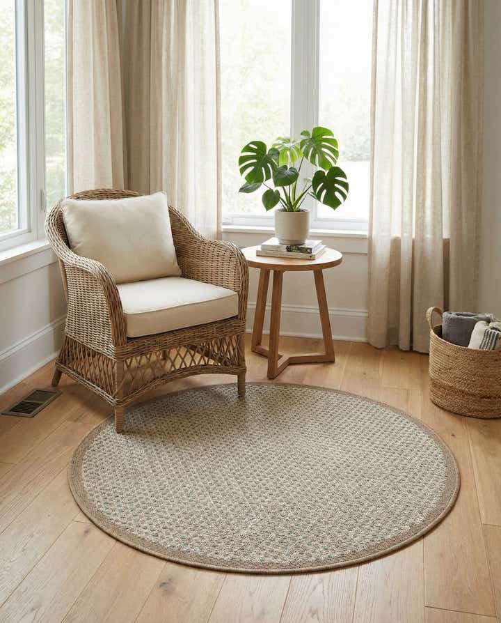 3' x 3' Easy-Clean Border Indoor / Outdoor Round Rug