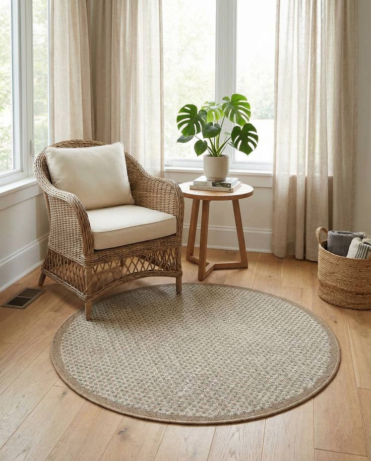 Detail image of 3' x 3' Easy-Clean Border Indoor / Outdoor Round Rug