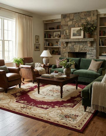 Red Classic Aubusson Rug