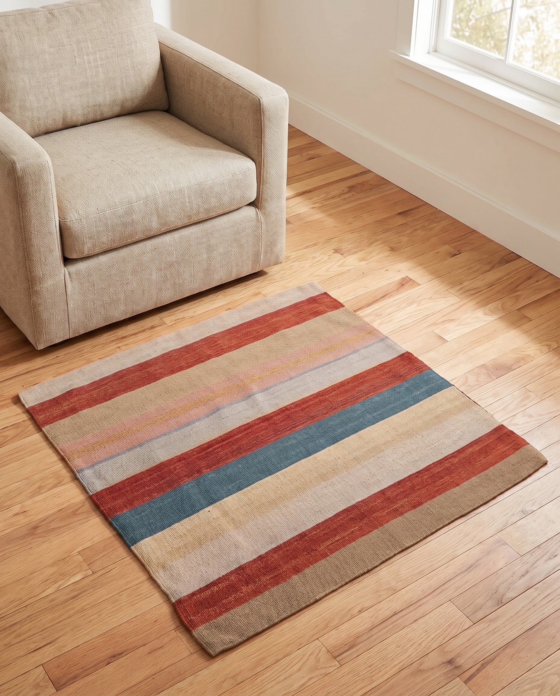 3' 2 x 3' 3 Hand Woven Pillow Wool Square Rug