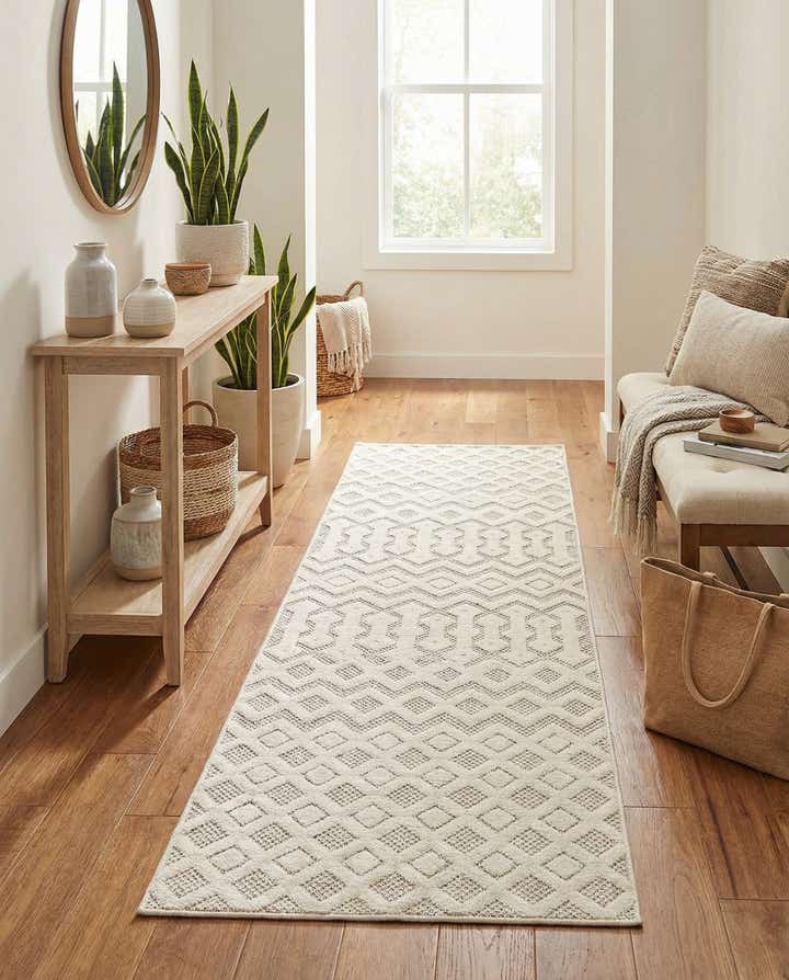2' x 8' Easy-Clean Trellis Textured Indoor / Outdoor Runner Rug
