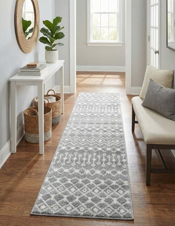 Gray Moroccan Trellis Runner Rug