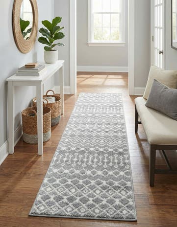 Gray Moroccan Trellis Runner Rug